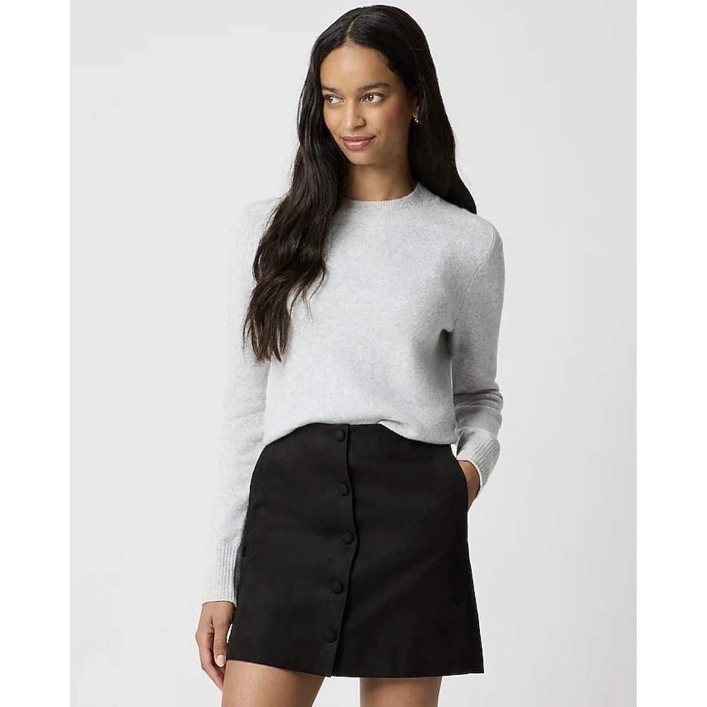 J Crew Women's Size 4 Black Faux Suede Button Front Mini Skirt - Goth or Preppy